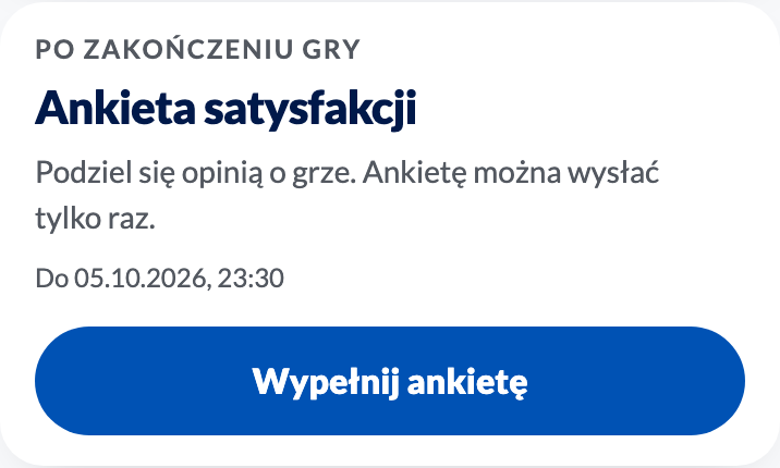 Karta ankiety na ekranie głównym