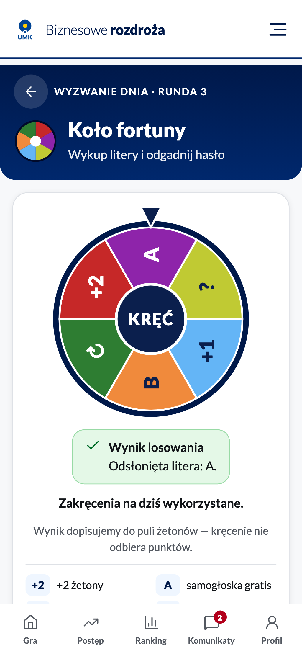 Wynik losowania pod kołem