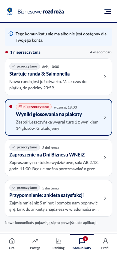 Powrót do listy z informacją, że komunikat nie jest dostępny