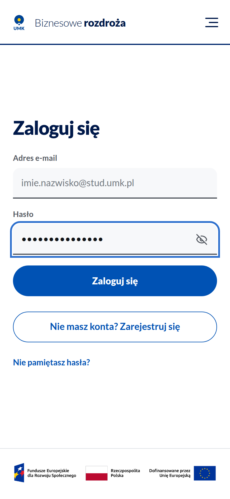 Ekran logowania