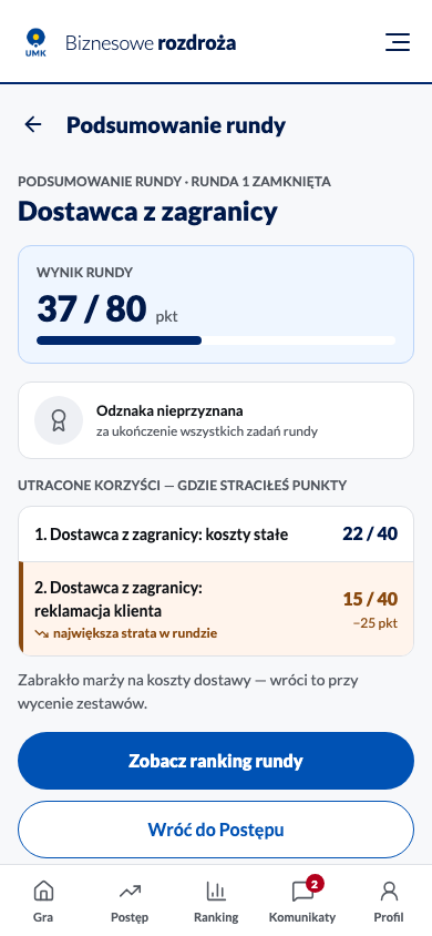 Podsumowanie ukończonej rundy