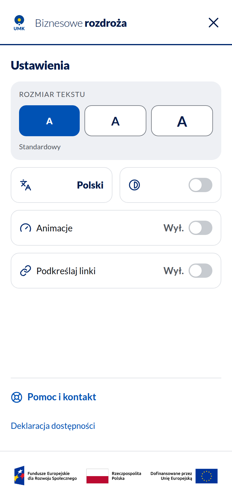 Ekran ustawień