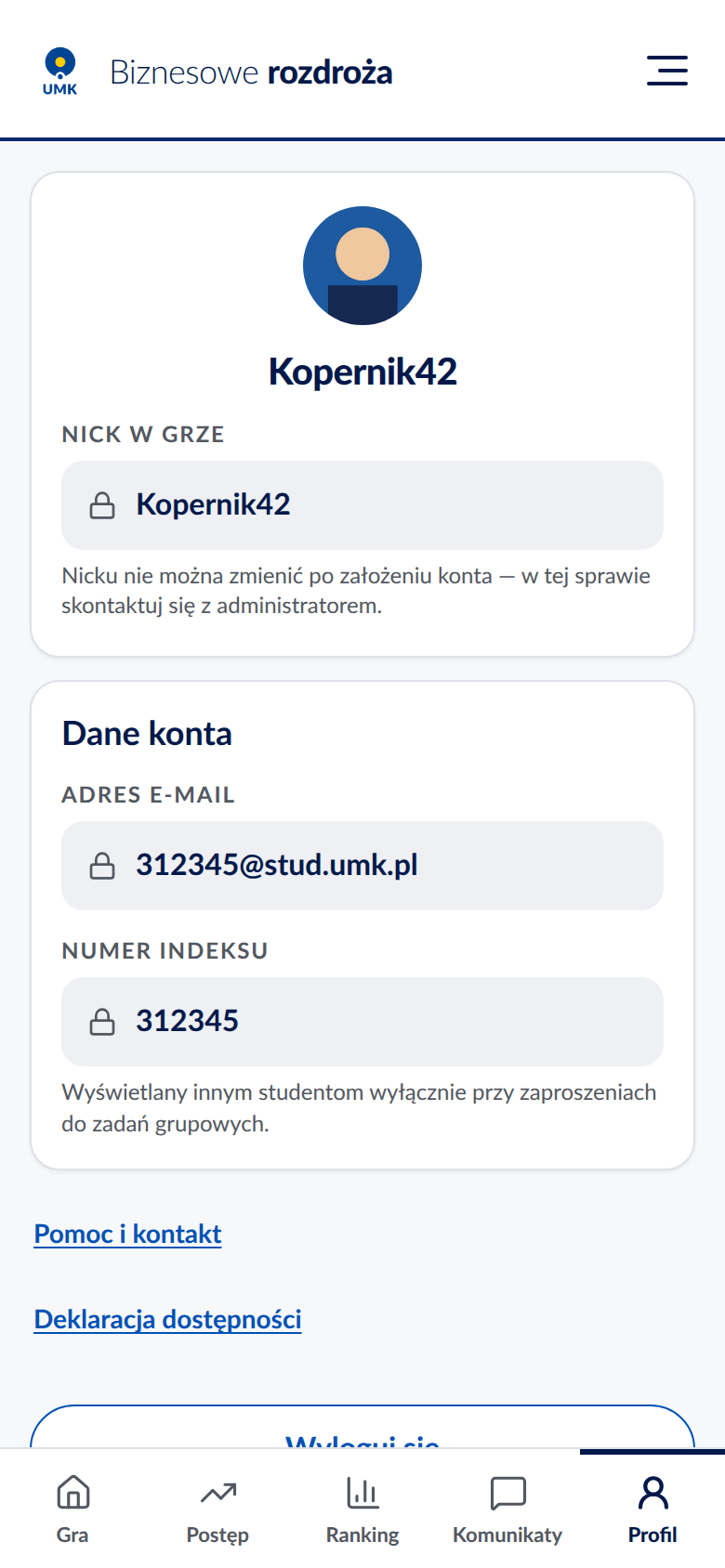 Profil z zatwierdzonym zdjęciem